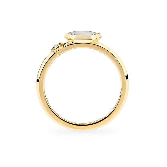 Side profile of yellow gold ring with mother-of-pearl centerpiece from Birks Bee Chic image number 3